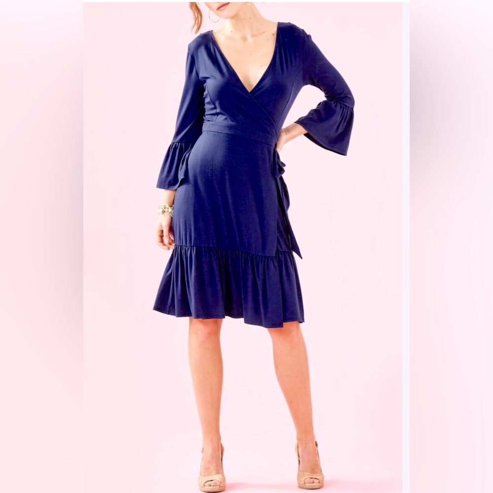 NWT! Lilly Pulitzer Misha Wrap Dress in True Navy Size XL